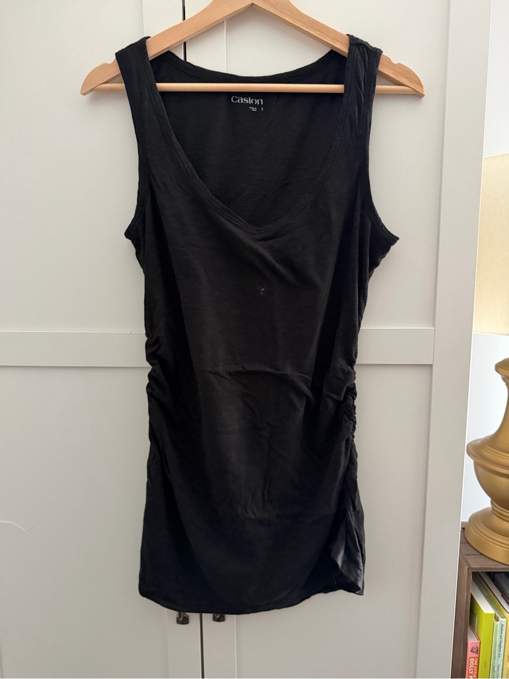 Caslon Black Sleeveless Ruched-Side Tank - Tunic Length
